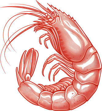 recommend clip art: Hand drawn illustration of shrimp isolated.
