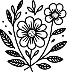 Simple flower coloring page line art black and white Flower logo design