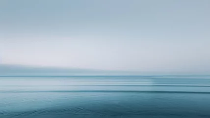 Foto op Canvas A calming palette of translucent dusky blue and gentle gray, overlaid to form a minimalist background that evokes the quiet solitude of a dusk-lit beach © Ibad