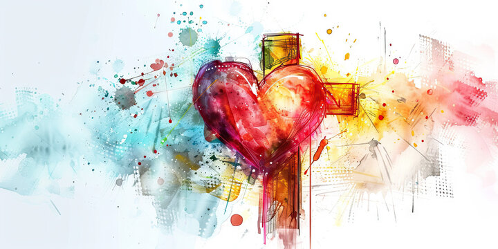 Love: The Heart and Cross - Visualize a heart and cross intertwined, symbolizing God's love expressed through Jesus' sacrifice