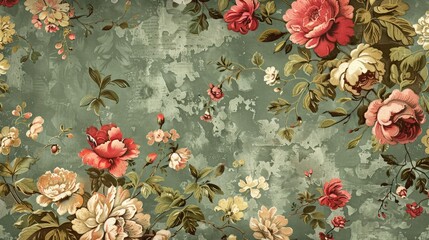 Vintage wallpaper with floral patterns