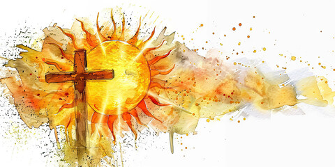 Light of the World: The Radiant Sun and Cross - Imagine a radiant sun with a cross, symbolizing Jesus as the light of the world