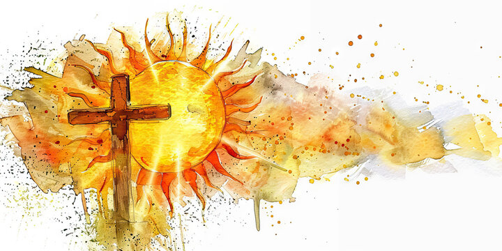 Light of the World: The Radiant Sun and Cross - Imagine a radiant sun with a cross, symbolizing Jesus as the light of the world
