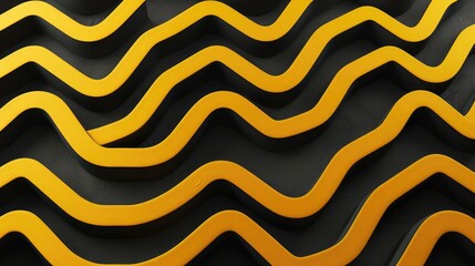 Yellow zig zag 3d stripes on black background