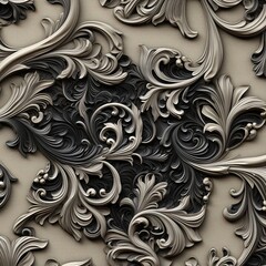 black and white seamless pattern carving