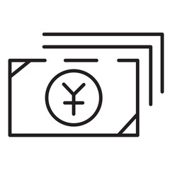 Cash Chinese Currency Line Icon