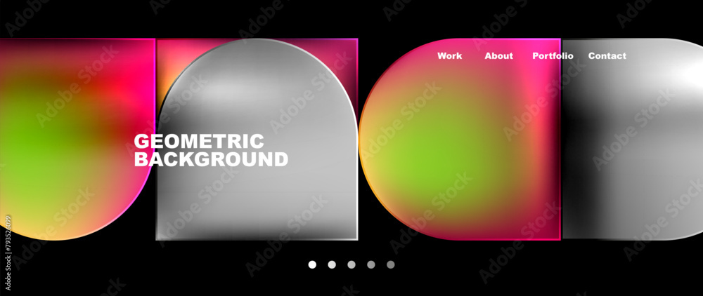 Poster a geometric background featuring circles and squares in magenta and black. perfect for automotive li