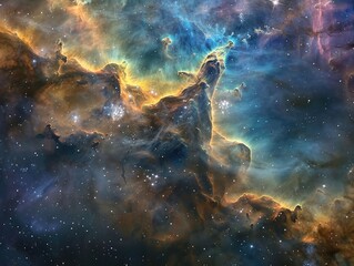 Carina Nebula - Wonder - Stellar Nursery - The ethereal beauty of the Carina Nebula, a celestial nursery where stars are born amidst colorful clouds of gas and dust 