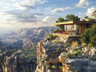 Cliffside View - Magnificence - Panoramic Vista - A panoramic view from a cliffside vantage point,...