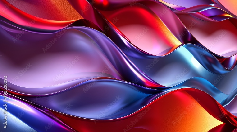 Poster digital abstract background depicting vibrant waves of color with a smooth texture.