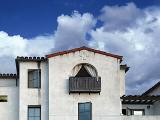 Partial View of a Spanish Revival Style Building