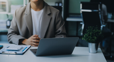 .Business Documents, Auditor businesswoman checking searching document legal prepare paperwork or report for analysis TAX time,accountant Documents data contract partner deal in workplace office