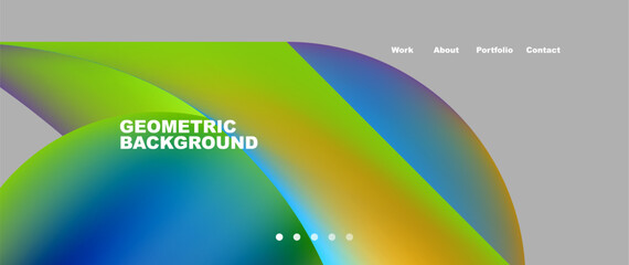 Fototapeta premium A colorful geometric background featuring a rainbow circle on a gray backdrop. The electric blue hue pops against the liquidlike graphics, creating a stunning visual with macro photography