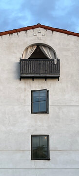 Partial View of a Spanish Revival Style Building