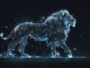 Leo - Majesty - Celestial Lion - The regal constellation of Leo, with its distinctive shape resembling a majestic lion in the night sky 