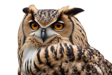 sitting ways isolated white shoulder side bubo turkmenian background looking eagle turcomanus owl lens adult animal bird black brown detailed exotic feather female girl hi-res on large orange sharp
