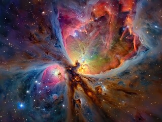 Orion Nebula - Wonder - Cosmic Birthplace - The ethereal glow of the Orion Nebula, a stellar nursery where new stars are born amidst swirling gas and dust