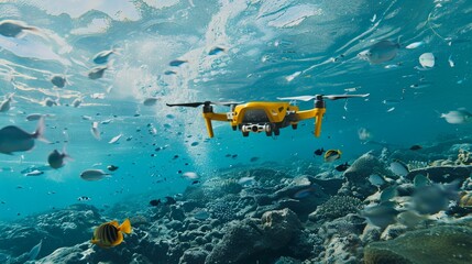 Underwater drones cleaning ocean waste