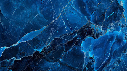 Electric blue marble texture with bold blue and black veins, designed to evoke a powerful and dynamic feel - obrazy, fototapety, plakaty