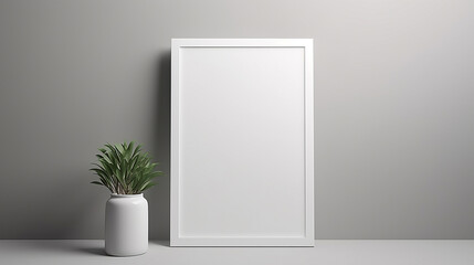 vertical white minimal frame design on gray background. mockup poster design