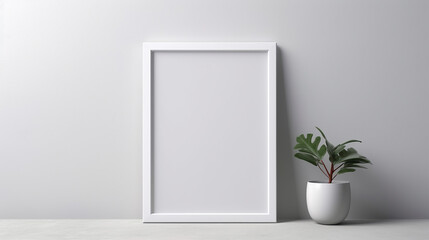 white minimal frame design on gray background vertical