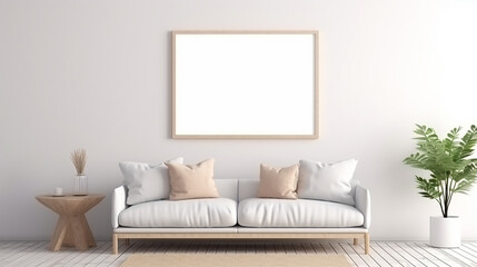 Fototapeta na wymiar mockup poster frame in simple modern interior style