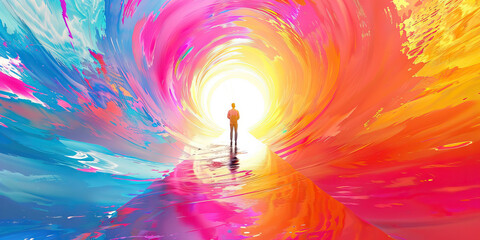 The Journey Within: The Tunnel of Light and Inner Exploration - Imagine a tunnel of light representing the journey within oneself during a psychedelic experience, exploring the depths of the mind