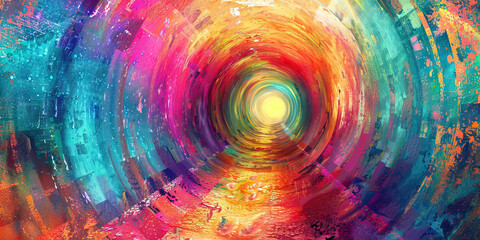 The Journey Within: The Tunnel of Light and Inner Exploration - Imagine a tunnel of light representing the journey within oneself during a psychedelic experience, exploring the depths of the mind