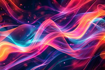 Abstract futuristic backdrop with glowing waves and neon lines  concept of energy, technology 