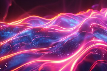 Fototapeta premium Abstract futuristic backdrop with glowing waves and neon lines concept of energy, technology 