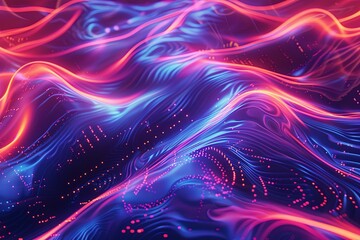 Fototapeta premium Abstract futuristic backdrop with glowing waves and neon lines concept of energy, technology 