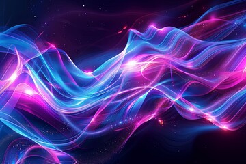 Fototapeta premium Abstract futuristic backdrop with glowing waves and neon lines concept of energy, technology 