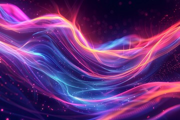 Fototapeta premium Abstract futuristic backdrop with glowing waves and neon lines concept of energy, technology 