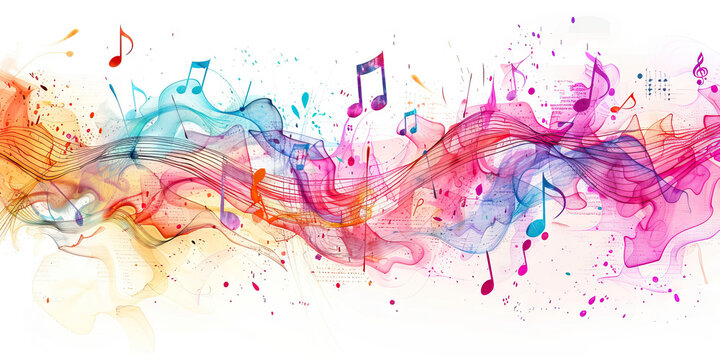 The Psychedelic Symphony: The Dancing Notes and Vibrating Music - Imagine dancing musical notes and vibrating music, symbolizing the symphony of sensations and sounds experienced during a psychedelic 
