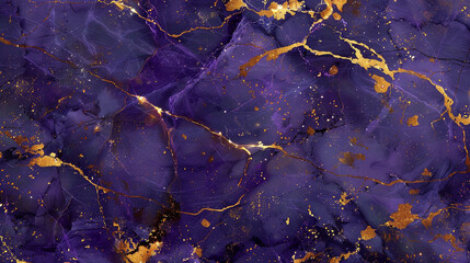 Royal purple marble background with gold flecks and purple veining, conveying luxury and elegance in a realistic texture
