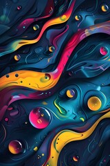 Colorful geometric background. Fluid shapes composition. Generated AI