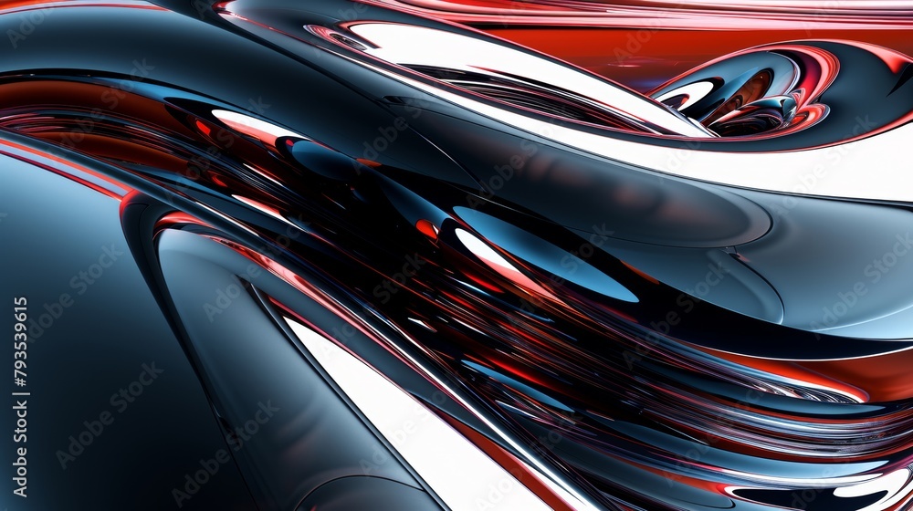 Aufkleber vivid abstract fluid art with swirling red and black patterns on a digital canvas.