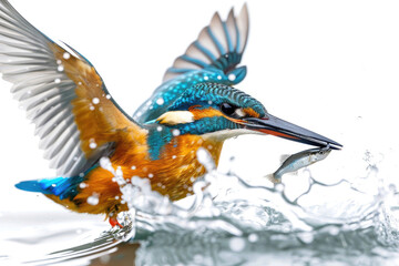 A kingfisher chases, beak poised for fish