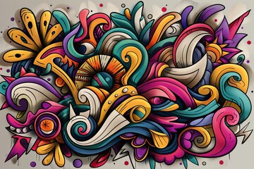 Cartoon cute doodles of abstract compositions that evoke a sense of wonder and imagination, Generative AI