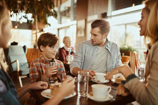 Family enjoying time together at a cafe
