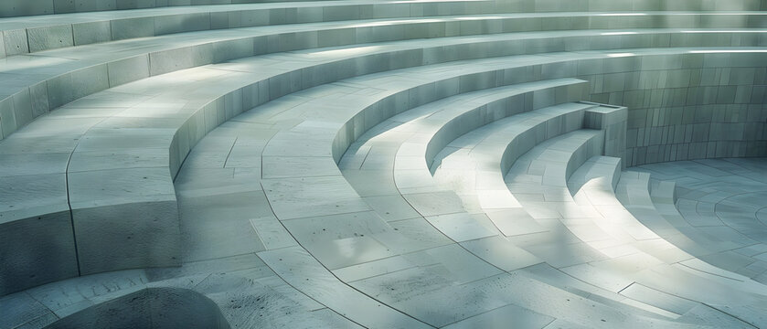 A stone staircase with a curved design. The staircase is made of stone and is very tall