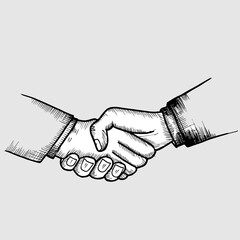 handshake between two businessmen, doodle vector