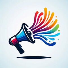  Loud colorful rainbow megaphone icon - obrazy, fototapety, plakaty
