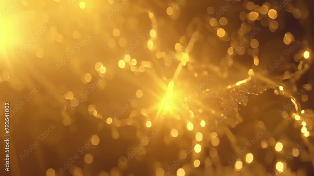 Poster a captivating digital animation shows golden particles coming together to form a powerful biofuel mo