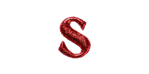 Fototapeta premium red glitter stroke of paint isolated on white background