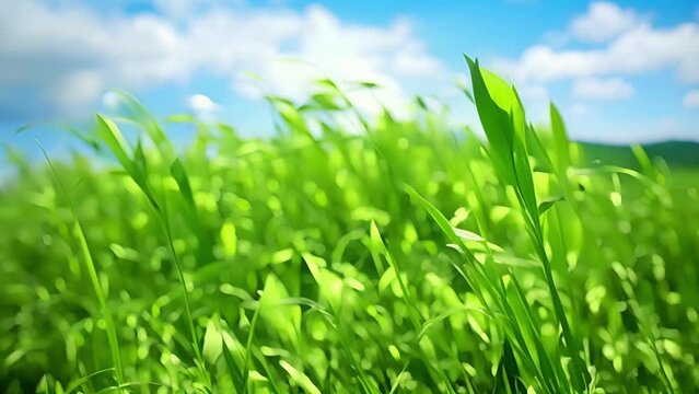 A closeup of a field filled with tall vibrant green plants representing a potential source of feedstock for biorefineries. The image emphasizes the natural aspect of this new chapter .