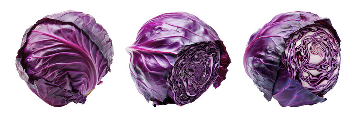 Purple cabbage isolated on white background.