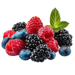 Mix berries with leaf on isolate white background