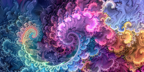 The Fractal Mind: The Infinite Fractals and Recursive Thoughts - Picture infinite fractal patterns representing recursive thoughts and ideas, symbolizing the depth and complexity of the mind revealed  - obrazy, fototapety, plakaty