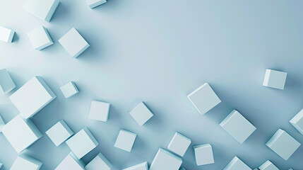 Abstract background with light blue 3d cubes
